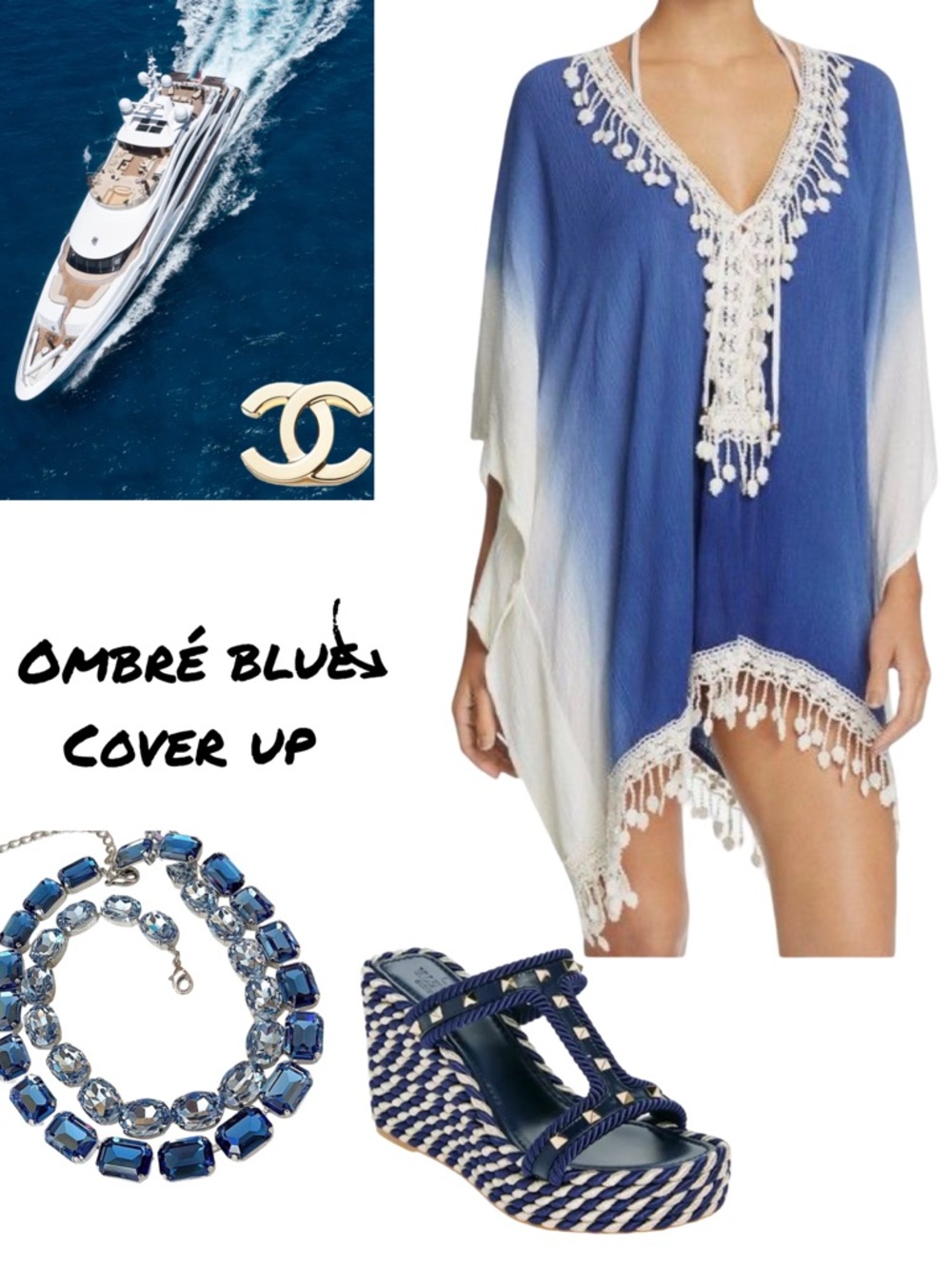 Blue Ombre Tassel Beach Cover-Up